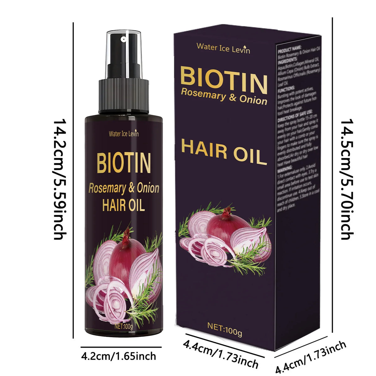Rosemary Oil 3-in-1 Spray: Scalp/Hair Care, with Onion Formula, Moisturizes and Adds Shine to Hair, Ideal Nourishing Hair Care Oil