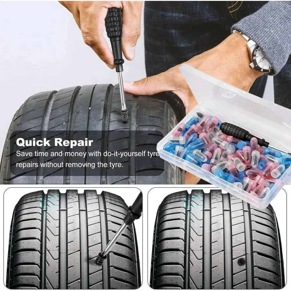 100pcs Tire Repair Screw with ScrewdriverFor Car Motorcycle Truck Universal Vacuum Tyre Repair Nails Tire set Car Accessories