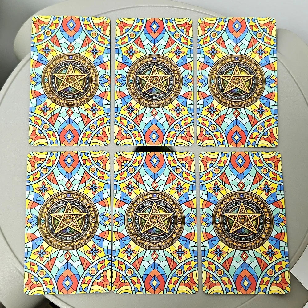 Complete Tarot Carding 10.3*6cm Stained Glass Set Inspired Rider Waite Smith Tarot Card Deck 78 Pcs Cards