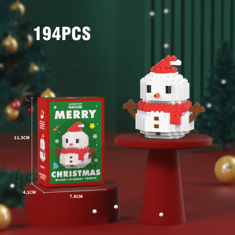 Christmas Building Block Santa Claus Snowman Elk Tree Micro Brick Puzzle Assembly Model Home Decoration Xmas Party Gift Kid Toy
