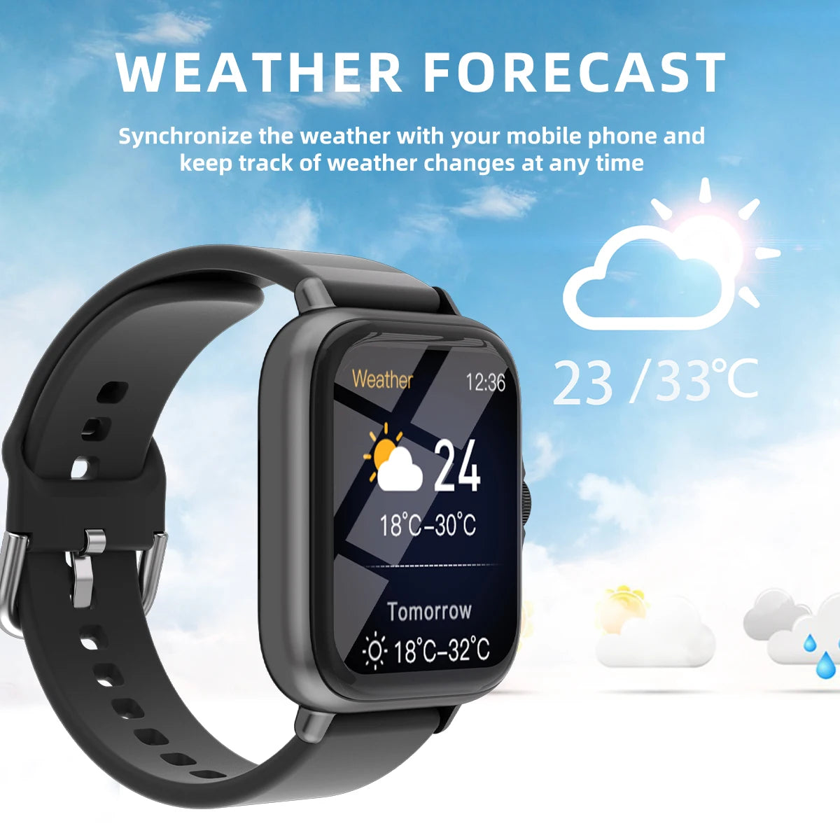 1.83'' Smart Watch with Message Answer Call Sleep Monitoring Sports Pedometer Information Alerts For iPhone Android
