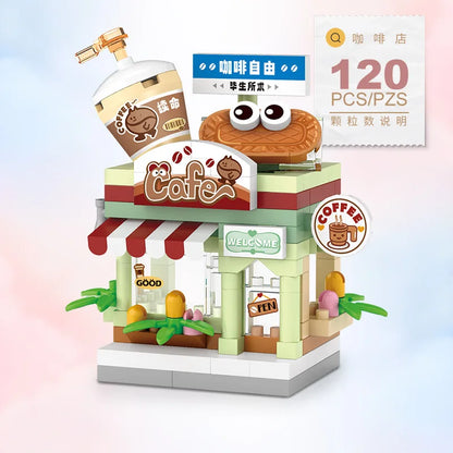 Food Shop Street Series - Mini City Shop House Model Kit, Fun DIY Educational Building Toy Gift for Kids Ages 6-12