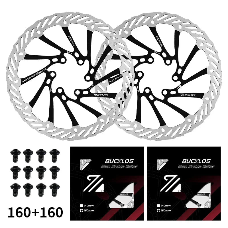 BUCKLOS Ultralight MTB Bike Hydraulic Disc Brake Rotor 160/180/203mm Mountain Road Racing Bicycle Brake Disc with 6 Free Bolts