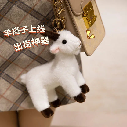 Hot Sale Lifelike Goat Pendant Plush Toys Soft Stuffed Standing Goat Toys Cute Mini Animal Pendant Cool Keyring Bags Decor