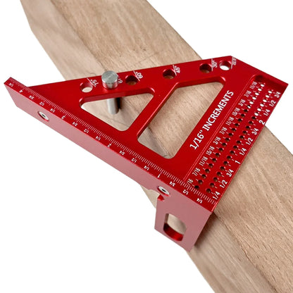 3D Multi-Angle Woodworking Square Protractor, Aluminum Alloy Miter Triangle Ruler T-Type Scriber - 22.5/30/45/60/67.5/90 Degree
