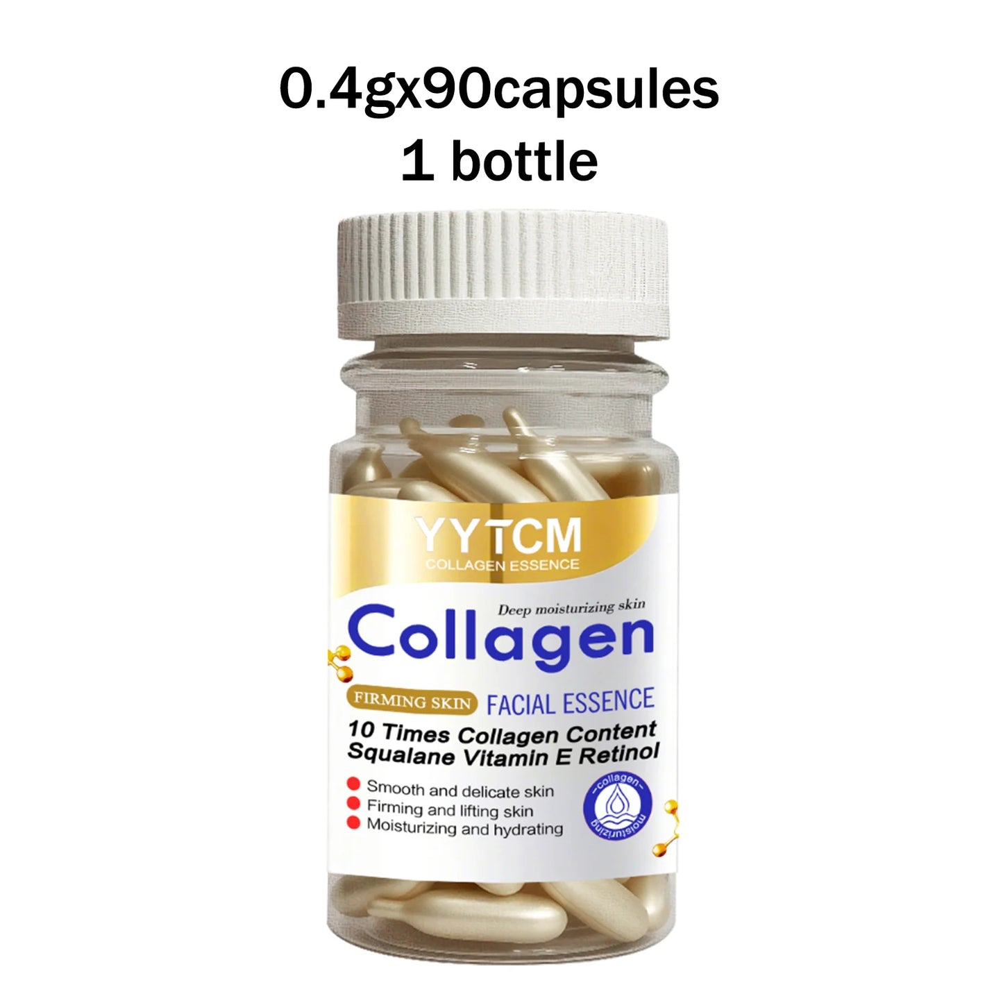 Collagen Firming Capsule Essence, Moisturizing and Smoothing the Skin, Contains Plant-Based Squalane, Retinol, and Vitamin E Deep Hydration Essence (0.4Gx30 Capsules)/Bag-1 Bag