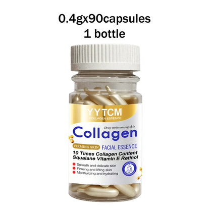 Collagen Firming Capsule Essence, Moisturizing and Smoothing the Skin, Contains Plant-Based Squalane, Retinol, and Vitamin E Deep Hydration Essence (0.4Gx30 Capsules)/Bag-1 Bag