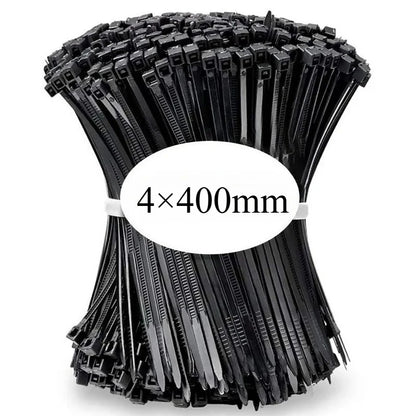 100 PCS Self-locking Plastic Nylon Tie Black Fastening Strap Cable-Tie-Set Cable Zip Tie Fastening Ring Zip Wraps Strap Tie