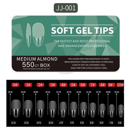 550pcs Soft Gel Nail Tips Medium Short Almond Coffin Full Cover Matte Extension Tool Acrylic Press on Nail French Manicure Decor
