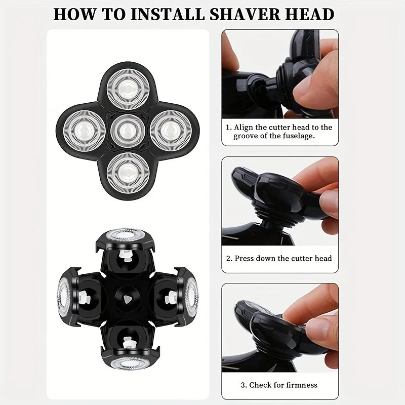 Shaver Replacement 5 Heads 5Razor Head Shaver Head 5 Head Beard Cutter Blade Compatible With Most Rotary Shavers