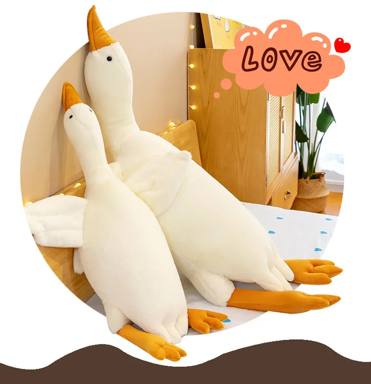 130/160/190cm Large White Goose Fur-Retriever Soft Toy Children's Girls' Gift Cute Doll Sleeping Pillow Large-sized Doll