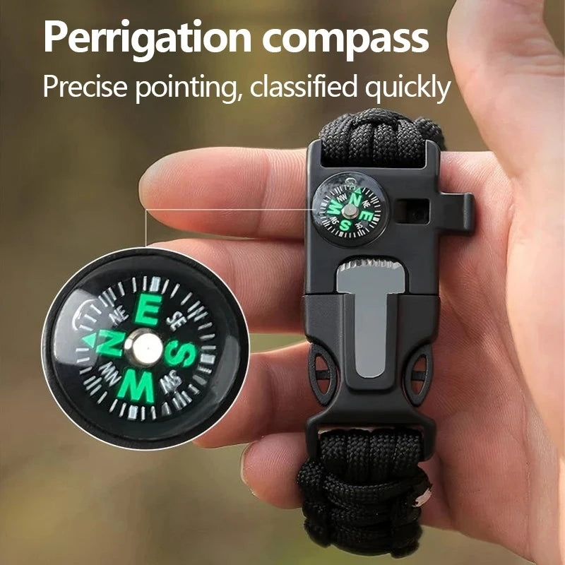 Five In One Compass Bracelet With Flint Seven Core Paracord Bracelet Inginiter Outdoor Survival Hiking Camping Tools