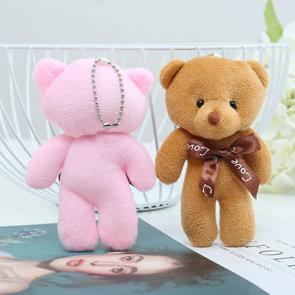 10pcs/lot Bear Stuffed Plush Toy Mini Bear Doll Keychain Soft Stuffed Toy Key Chain Bag Pendant Wedding Decoration Birthday Gift