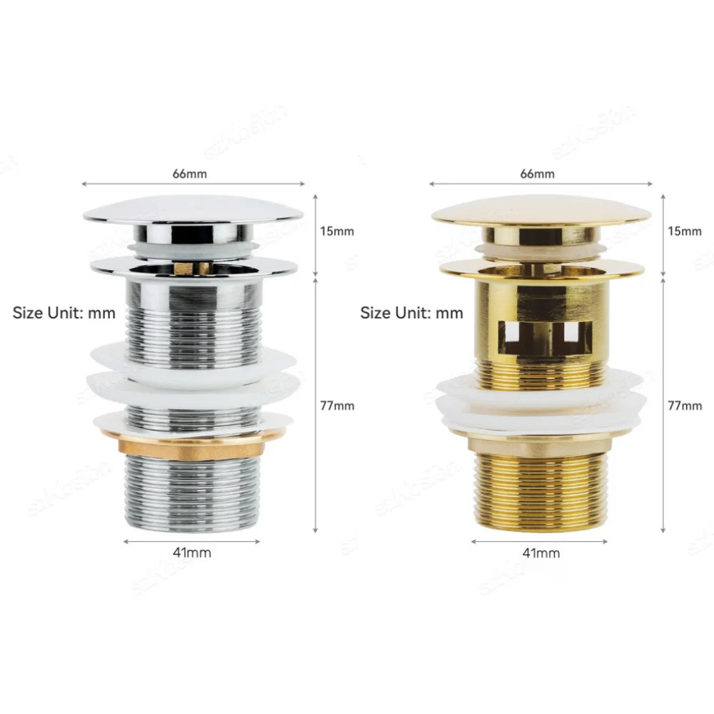 Bathroom Sink Stopper Washbasin Pop Up Drain Plug Cover Waste Pipe Drainer With Or Without Overflow For Bath Accessories