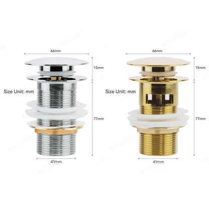 Bathroom Sink Stopper Washbasin Pop Up Drain Plug Cover Waste Pipe Drainer With Or Without Overflow For Bath Accessories