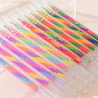 6pcs Glitter Gel Highlighter Pens Set - 1.2mm Vibrant Colors, Smooth Writing, Perfect for Journals, DIY Crafts, Greeting Cards,