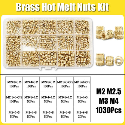 Hot Melt Brass Heat Insert Nut Iron Tip M2 M2.5 M3 M4 M5 M6 Embedded Heating Knurled Brass Inserts Nuts 3D Printer Case Notebook