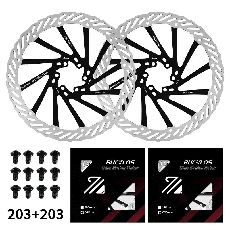 BUCKLOS Ultralight MTB Bike Hydraulic Disc Brake Rotor 160/180/203mm Mountain Road Racing Bicycle Brake Disc with 6 Free Bolts