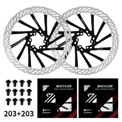 BUCKLOS Ultralight MTB Bike Hydraulic Disc Brake Rotor 160/180/203mm Mountain Road Racing Bicycle Brake Disc with 6 Free Bolts