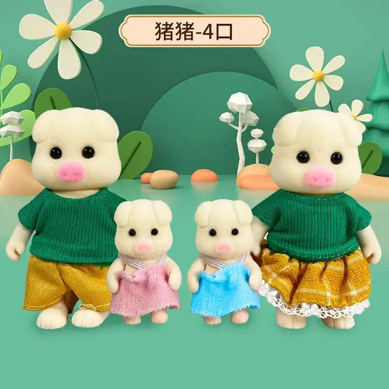 Simulation Forest Rabbit Family DIY Playset Mini Rabbit Bear Figure Toy Dolls Kids Gifts