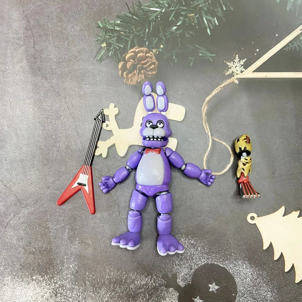 14CM FNAF Figures Nightmare Freddy Bonnie Foxy Chica Action Figure Movable Blacklight Freddy Frostbe PVC Model Collection Toys