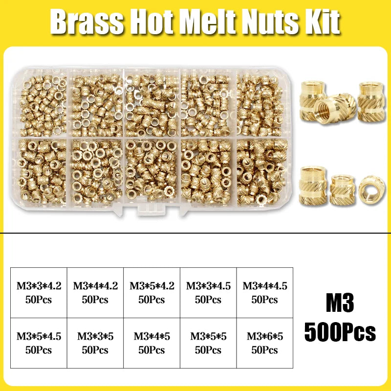 Hot Melt Brass Heat Insert Nut Iron Tip M2 M2.5 M3 M4 M5 M6 Embedded Heating Knurled Brass Inserts Nuts 3D Printer Case Notebook