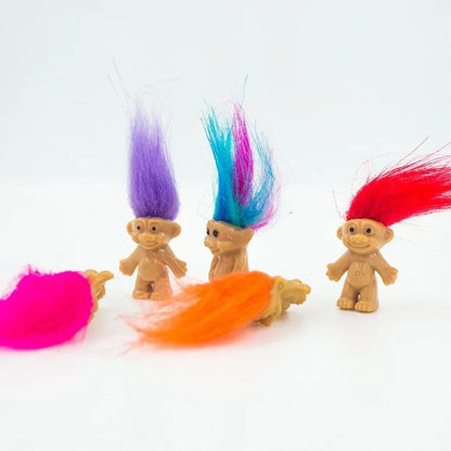 10Pcs/Bag Mini Trolls Dolls Anime Action Figure Colorful Hair Family Members Model Collection Kids Toys for Children's Gift 2025
