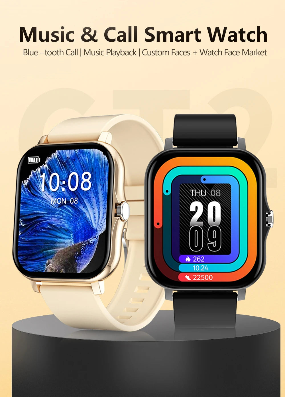 Sports Smart Watch Fitness Clock Health Monitor Waterproof Smartwatch BT Call Wrist Watches for Men Women IOS Android Phone 2026