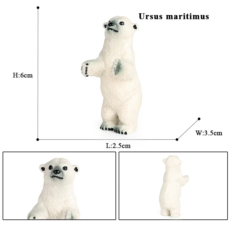 Oenux Arctic South Pole Animals Simulation Penguins Polar Bear Wolf Beluga Whale Action Figures Model Figurine PVC Kid Toy Gift