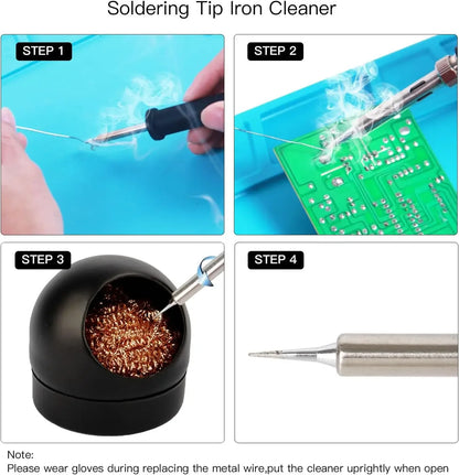 Soldering Iron Tip Cleaner Desoldering Cleaning Ball Welding Soldering Iron Mesh Filter Metal Wire Stand Steel Ball Tin Remover