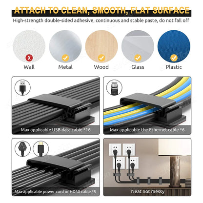 Self-adhesive Cable Organizer Cable Clamp Clips Holder Clamp Management Car USB Data Cable Decorative Cord Winder Manager