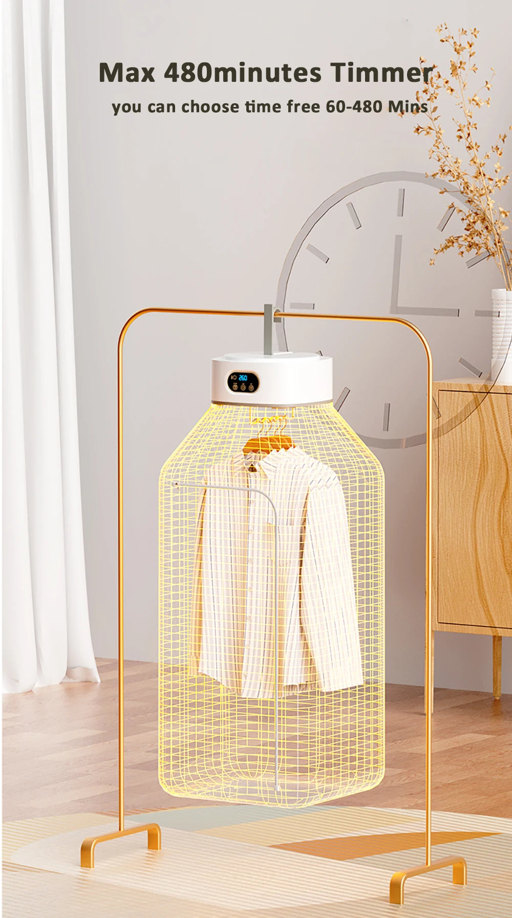 Portable Clothes Dryer Folded Electric Clothing Dryer Multifunctional Intelligent Timed Warm Laundry Dryer with Remote Control