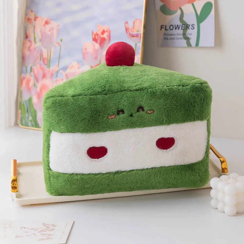 Kawaii Cartoon Hot Cake Plush Doll High Quality Soft Stuffed Fruit Strawberry Wedding Cake Simulation Food Plush Toy Home Decor