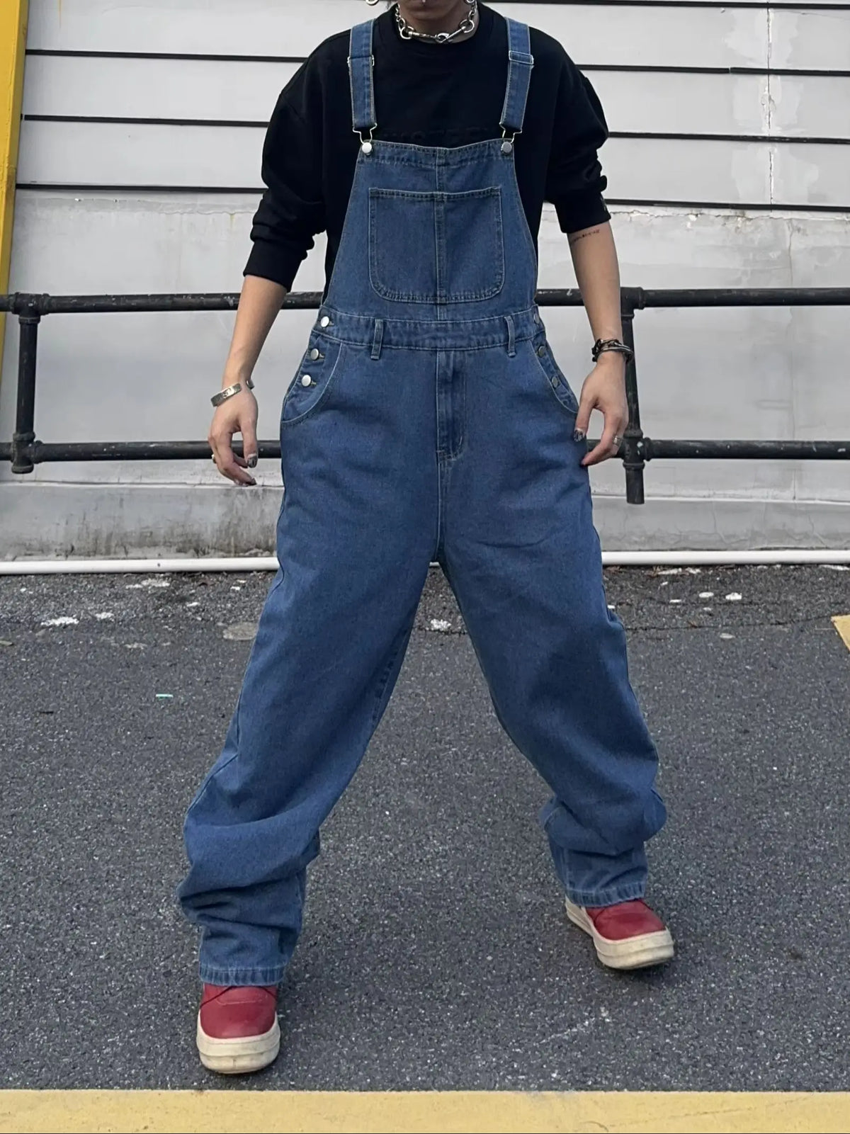 Men's Washed Relaxed Denim Overalls