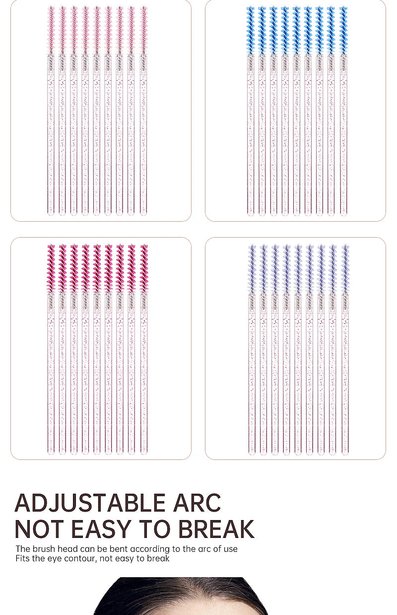 50 Pcs Eyelash Brushes Disposable Crystal Eyebrow Brush Mascara Wand Eye Lash Cosmetic  Lashes Extension Makeup Tools