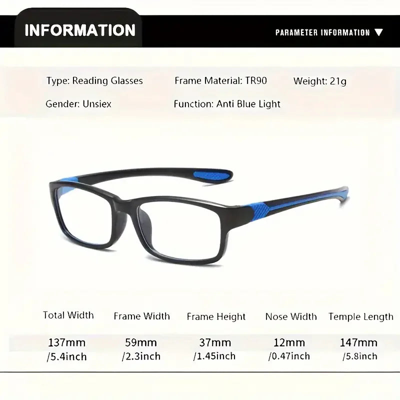 3/1 PCS Sports Reading Glasses Men Women - Comfortable, Stylish Presbyopic Readers with Polycarbonate Lenses, Bulk Wholesale