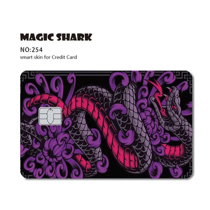 Magic Shark Dog Meme Hunter Snake Stonks 3M Matte PVC Front Sticker Film Cover Skin for Bank Debit Credit Card