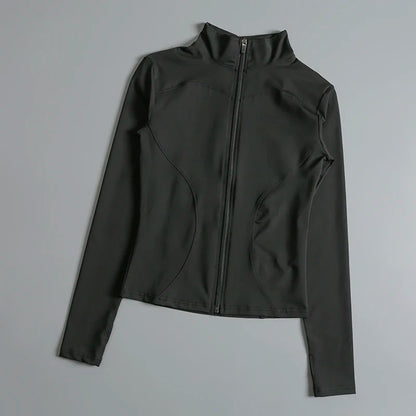 Women Zip Fitness Yoga Shirt Long Sleeve Sports Jacket Gym Top Activewear Running Coats Workout Clothes Woman