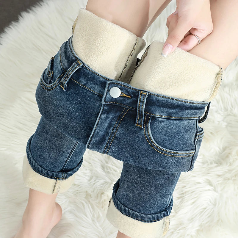 Fleece-Lined Straight-Leg Stretch Jeans