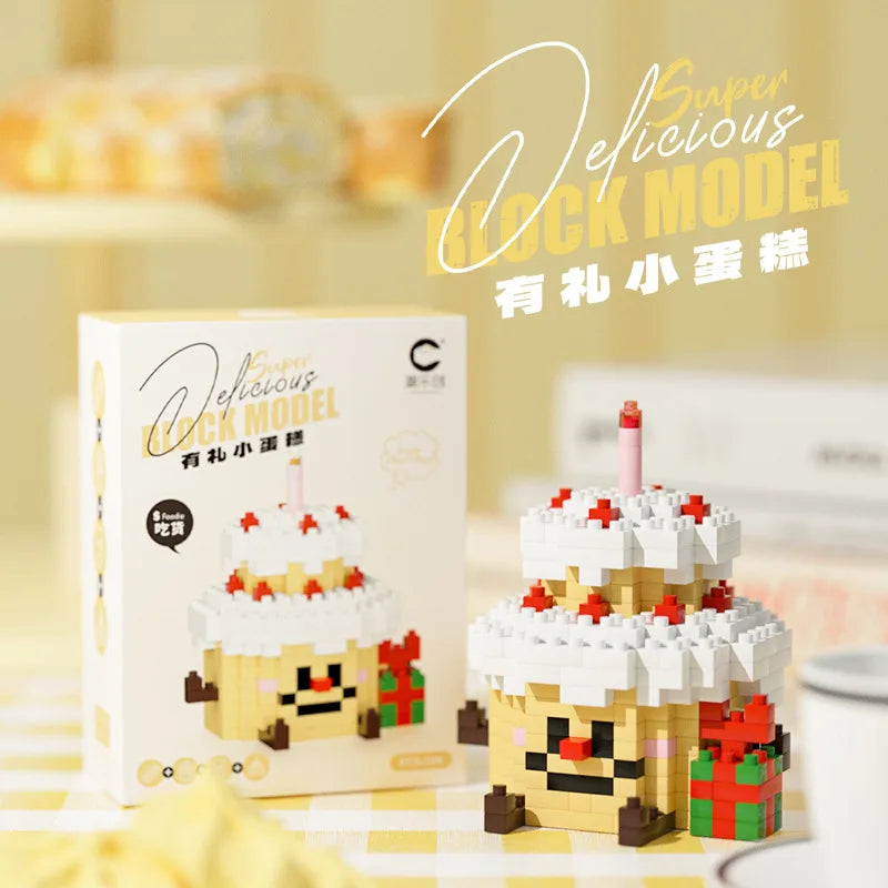 CLC Diamond Particle Casual Splicing Fruit French Fries Burger Block Toys Happy Food and Play Series Toys for Children Gifts