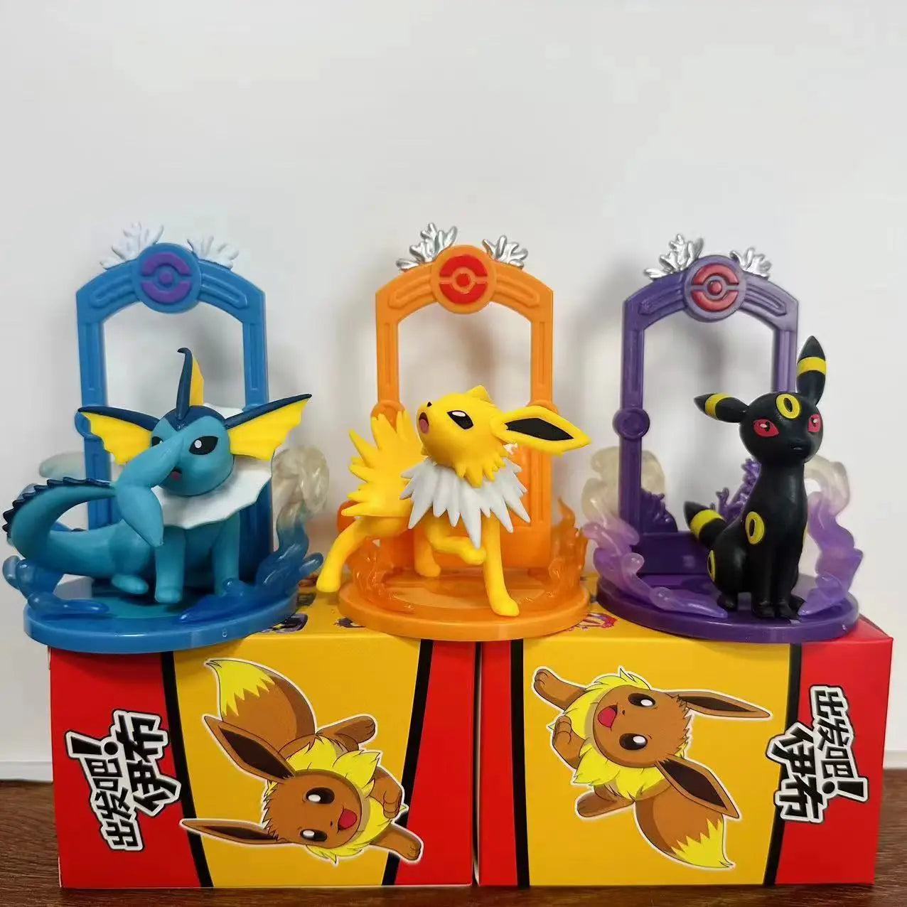 9pcs Pokemon Eevee Evolution Figure Set, Sylveon Espeon Glaceon Leafeon Anime Model Collection Toys for Kids Gift