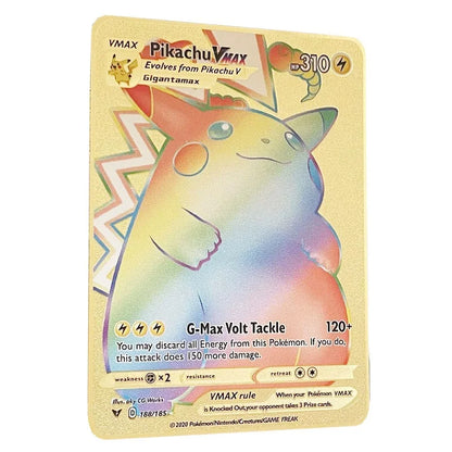 Cartão de metal pokémon 10000 pontos arceus charizard raichu super cartão dourado inglês mewtwo vmax gx ex presente de natal
