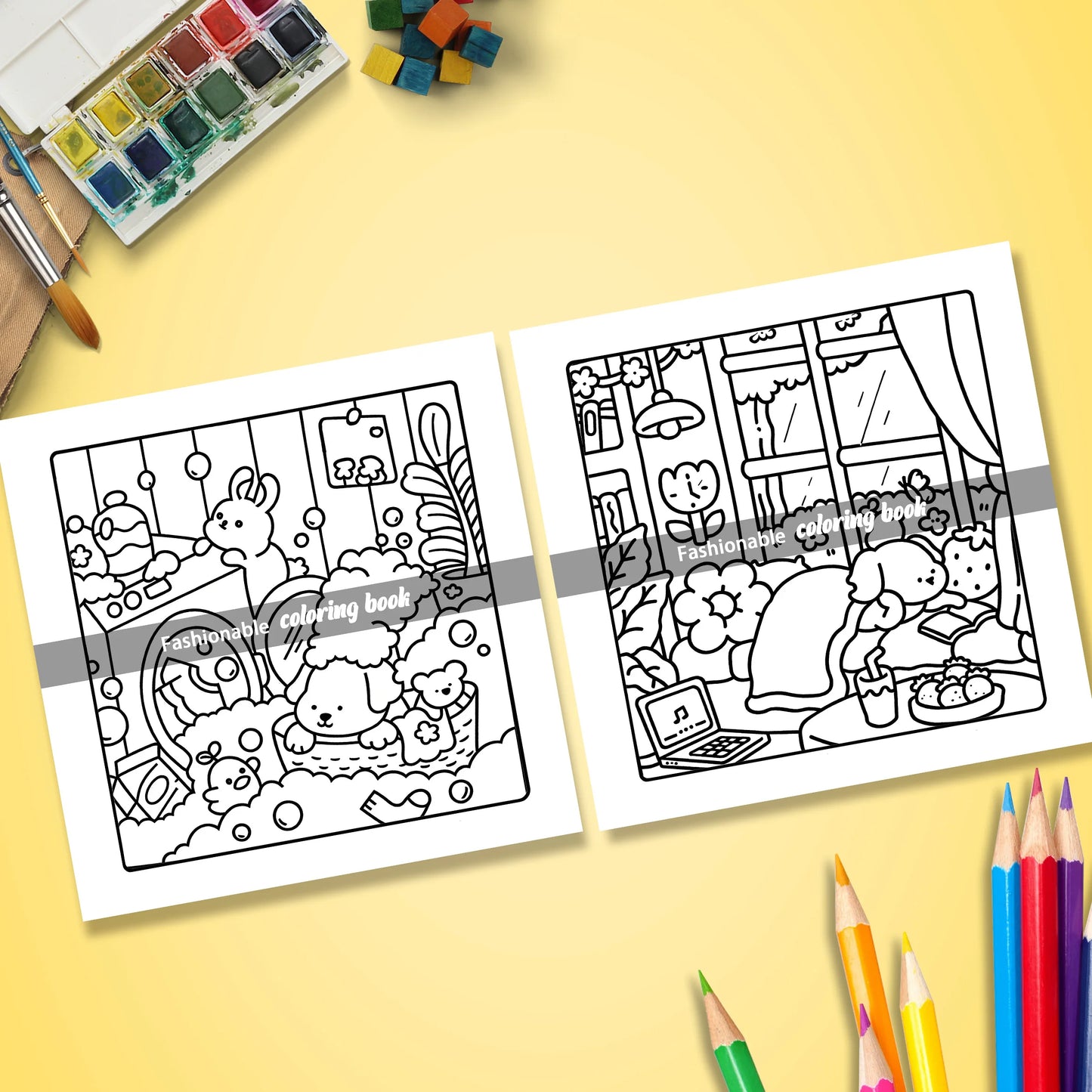 COZY CUTIES Bold-easy Patterns Coloring Book for Adults Cute Drawing Book Perfect Gift for Party and Birthday