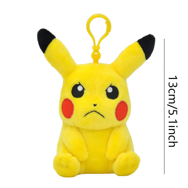 Anime Pokemon Kawaii Pikachu Keychain Eevee Mew Bulbasaur Charmander Snorlax Psyduck Stuffed Toy Cute Plush Keyring Doll Pendant