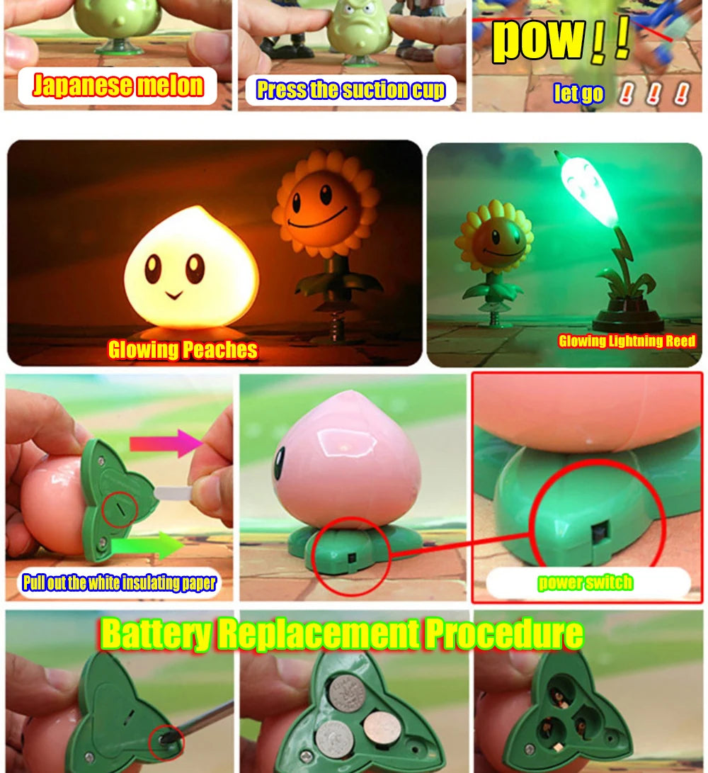 Funny Plants vs. Zombies 2 Hard Glue Peashooter Gatling Pea Shooter Sunflower Action Figure Model Dolls Shooting Toys Kids Gifts