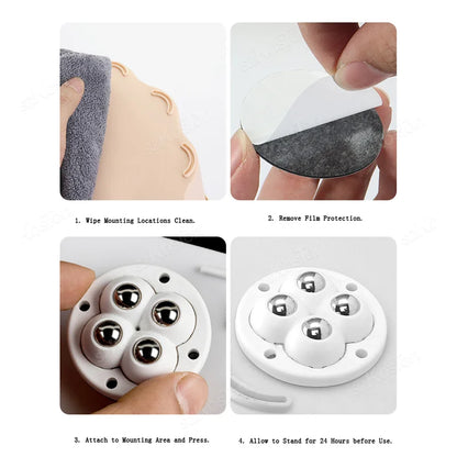 4Pcs Non Punching Adhesive Furniture Ball Universal Pulley Household Mobile Base Accessories Trash Can Bottom Small Wheel