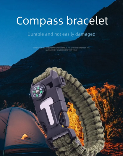 Five In One Compass Bracelet With Flint Seven Core Paracord Bracelet Inginiter Outdoor Survival Hiking Camping Tools