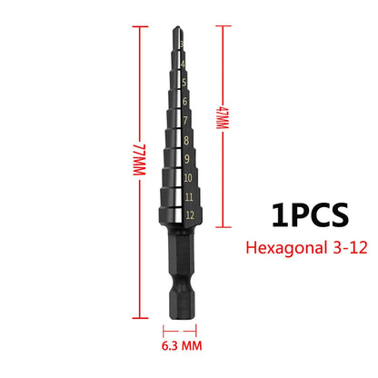 3pcs 3-12mm 4-12mm 4-20mm HSS Straight Groove Step Drill Bit Set Titanium Coated Wood Metal Hole Cutter Core Drill Bit Set