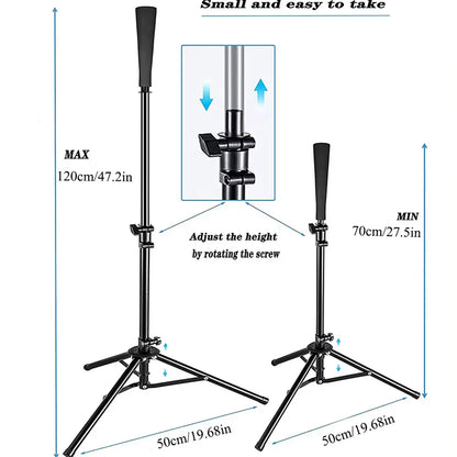 Baseball Batting Tee Tripod Adjustable Tripod Stand Tee for Hitting Training Practice Portable Foldable for Adult Kids Beginner