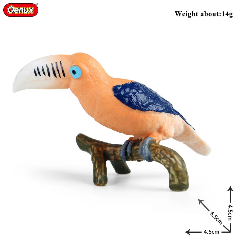 Oenux Garden Bird Figurines Snowy Owl Toucan Bucerotidae Animals Model PVC Action Figures Collection Toys For Kids Birthday Gift